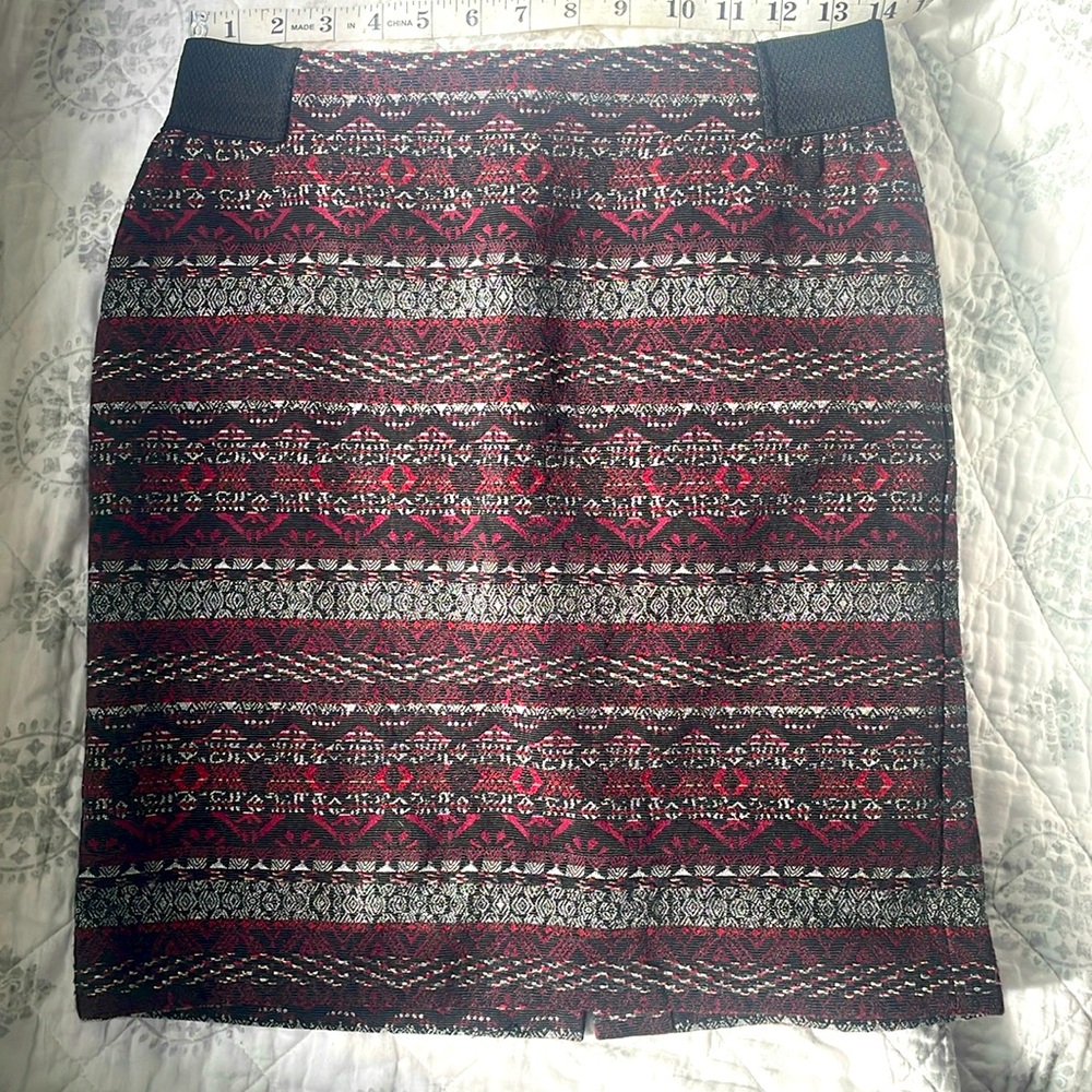 J.Jill Black and Red Mini Skirt XS